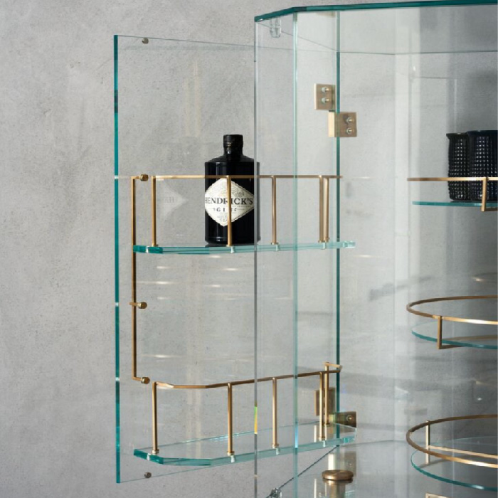 Float 玻璃黃銅酒櫃